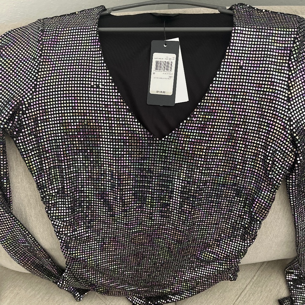 Guess - Camille oil slick sequin bodysuit M